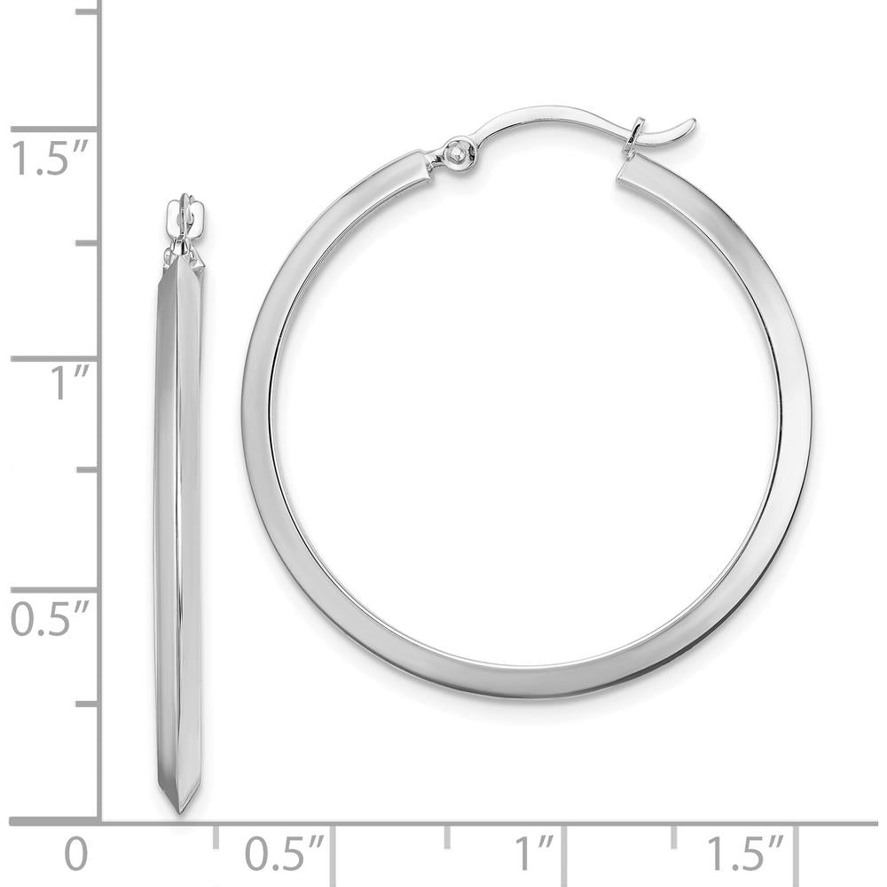 14K White Gold 32mm Polished Large Hoop Earrings with Rhodium Plating by 0