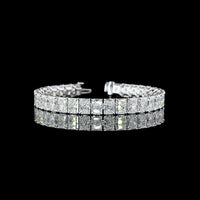 14K White Gold 33-Stone Radiant Cut Lab Diamond Tennis Bracelet - 35.83 Carats Total Weight E-F VVS2 - Covaloro Fine Jewelry