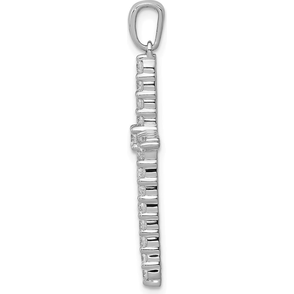 14K White Gold 34mm Cross Pendant with Round Diamonds - 0.50 Carat Total Diamond Weight by Monteluci Fine Jewelry