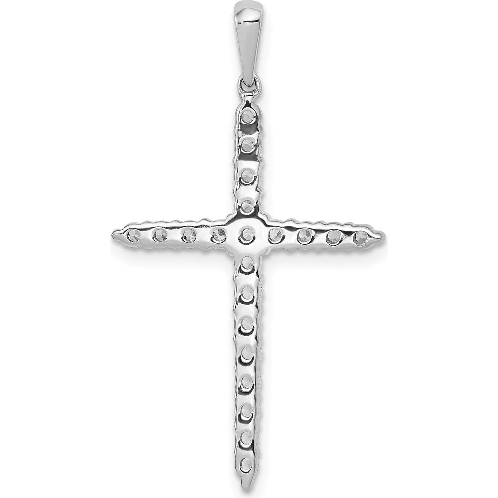 14K White Gold 34mm Cross Pendant with Round Diamonds - 0.50 Carat Total Diamond Weight by Monteluci Fine Jewelry