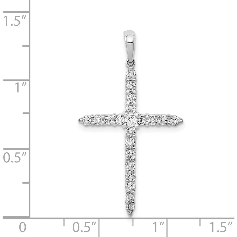 14K White Gold 34mm Cross Pendant with Round Diamonds - 0.50 Carat Total Diamond Weight by Monteluci Fine Jewelry