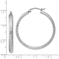 14K White Gold 34mm Diamond-Cut Hollow Hoop Earrings - Polished Finish, Rhodium Plated by 0