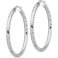 14K White Gold 35mm Diamond-Cut Large Hoop Earrings with Polished Rhodium Finish by 0