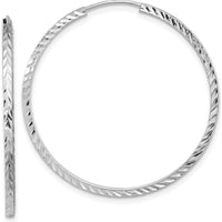 14K White Gold 35mm Diamond-Cut Square Tube Endless Hoop Earrings by 0