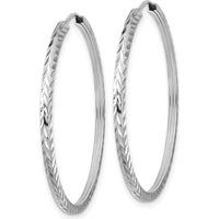 14K White Gold 35mm Diamond-Cut Square Tube Endless Hoop Earrings by 0