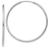 14K White Gold 35mm Polished Endless Hoop Earrings - Rhodium Plated by Oro Pregiato