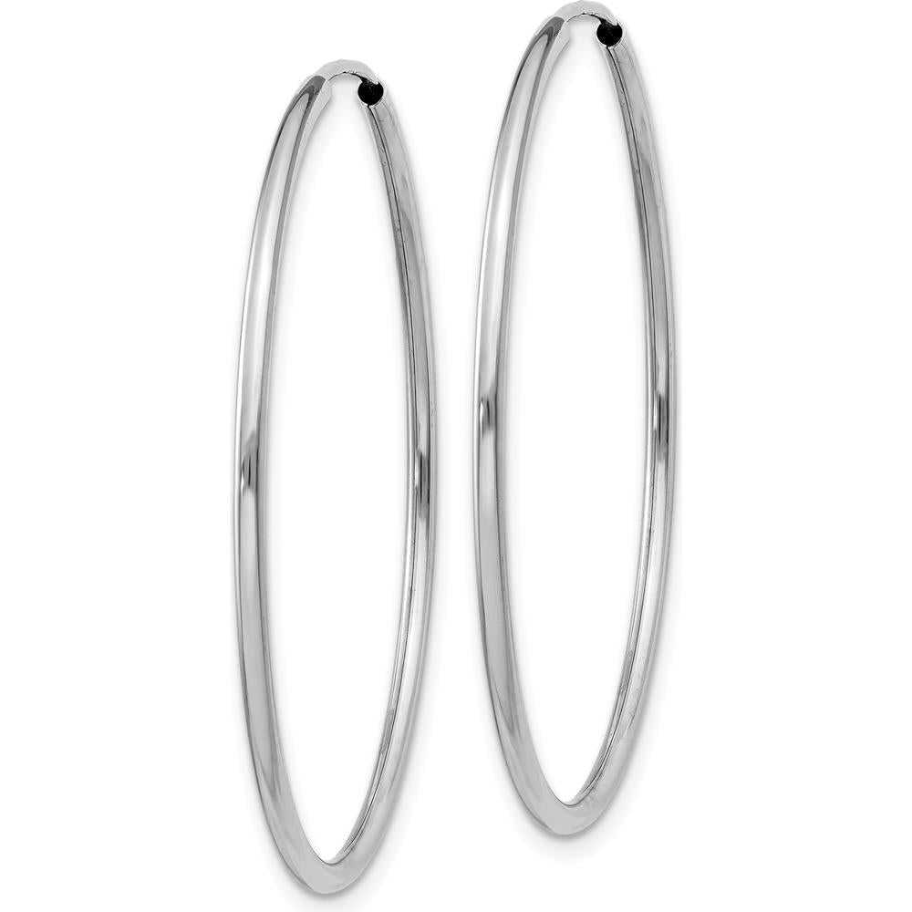 14K White Gold 35mm Polished Endless Hoop Earrings - Rhodium Plated by Oro Pregiato