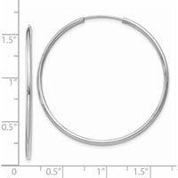14K White Gold 35mm Polished Endless Hoop Earrings - Rhodium Plated by Oro Pregiato