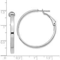 14K White Gold 35mm Polished Square Tube Hoop Earrings by Oro Pregiato