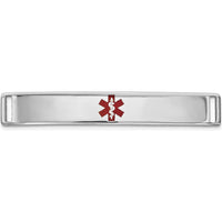 14K White Gold 36.5mm Medical Alert Bracelet with Red Epoxy Enamel Medical Symbol by Oro Pregiato