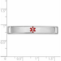 14K White Gold 36.5mm Medical Alert Bracelet with Red Epoxy Enamel Medical Symbol by Oro Pregiato