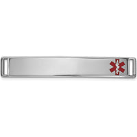 14K White Gold 36x6mm Off-Center Red Epoxy Enamel Medical ID Plate by Oro Pregiato