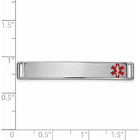14K White Gold 36x6mm Off-Center Red Epoxy Enamel Medical ID Plate by Oro Pregiato