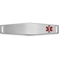 14K White Gold 36x9mm Off-Center Red Epoxy Enameled Soft Diamond Shape Medical ID Plate by Oro Pregiato