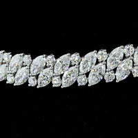 14K White Gold 37.85 Carat Tennis Necklace with Inclined Marquise and Round Lab Diamonds - E-F VS Clarity - Covaloro Fine Jewelry