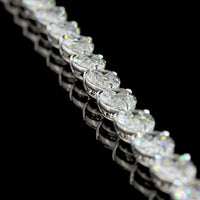 14K White Gold 38.67 Carat Pear Shape Diamond Lariat Necklace with North-South Prong Set Lab Diamonds - E-F VS1 - Covaloro Fine Jewelry