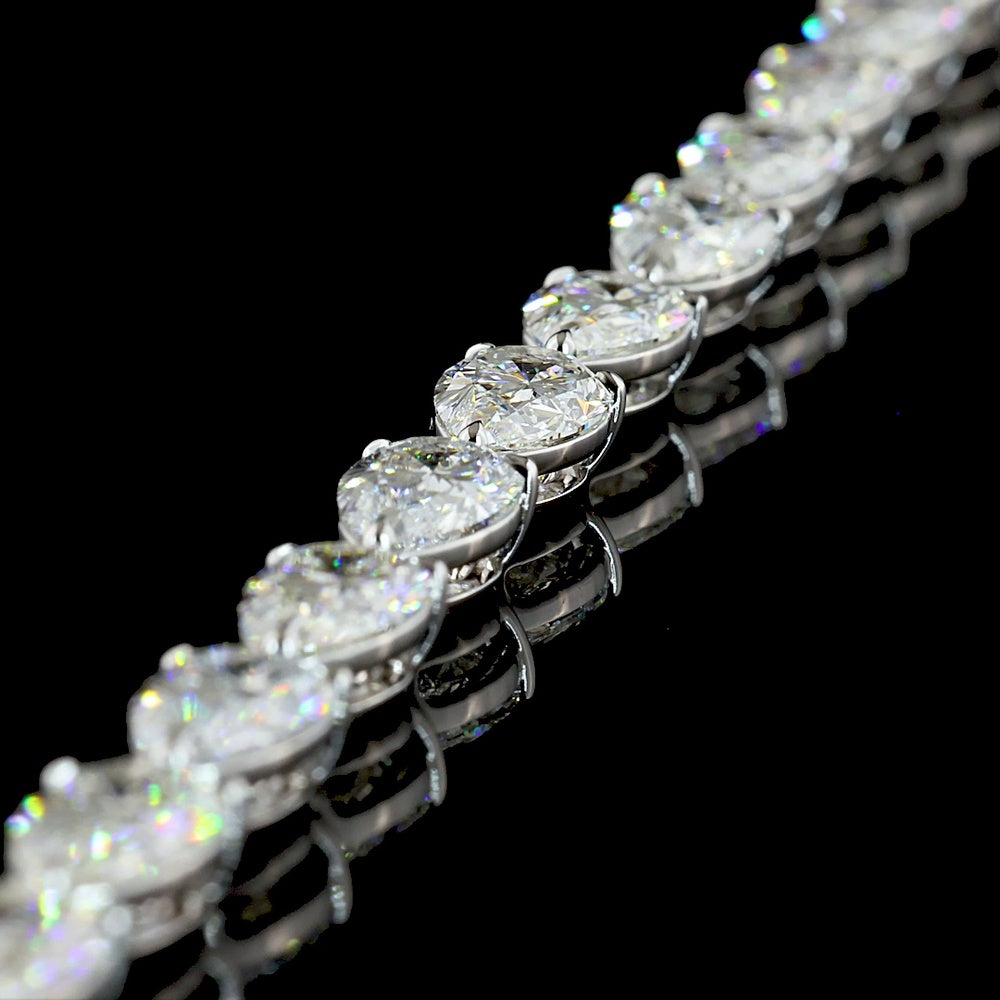 14K White Gold 38.67 Carat Pear Shape Diamond Lariat Necklace with North-South Prong Set Lab Diamonds - E-F VS1 - Covaloro Fine Jewelry