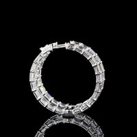 14K White Gold 38-Stone Hoop Earrings with East-West Set Emerald Cut Lab Diamonds - 8.43 Carats Total Diamond Weight - Covaloro Fine Jewelry