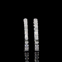 14K White Gold 38-Stone Hoop Earrings with East-West Set Emerald Cut Lab Diamonds - 8.43 Carats Total Diamond Weight - Covaloro Fine Jewelry