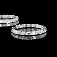 14K White Gold 38-Stone Hoop Earrings with East-West Set Emerald Cut Lab Diamonds - 8.43 Carats Total Diamond Weight - Covaloro Fine Jewelry