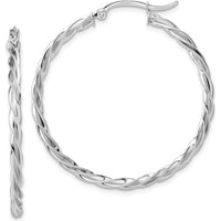 14K White Gold 38mm Polished Twisted Hoop Earrings by 0