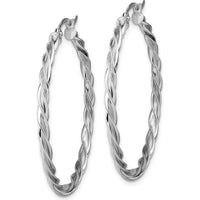 14K White Gold 38mm Polished Twisted Hoop Earrings by 0