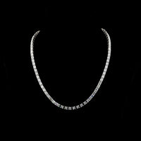 14K White Gold 39.29 Carat Tennis Necklace with East-West Prong Set Emerald Cut Lab Diamonds - E-F VS2 Clarity - 81 Stones - Covaloro Fine Jewelry