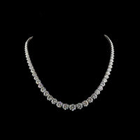 14K White Gold 39.75 Carat Graduated Riviera Necklace with 84 Prong Set Brilliant Round Lab Diamonds (E-F Color, VS1 Clarity) - Covaloro Fine Jewelry