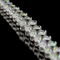14K White Gold 39.75 Carat Graduated Riviera Necklace with 84 Prong Set Brilliant Round Lab Diamonds (E-F Color, VS1 Clarity) - Covaloro Fine Jewelry