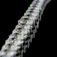 14K White Gold 39.75 Carat Graduated Riviera Necklace with 84 Prong Set Brilliant Round Lab Diamonds (E-F Color, VS1 Clarity) - Covaloro Fine Jewelry