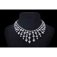 14K White Gold 39.83 Carat Mixed Shape Special Necklace with Pear and Marquise Lab Diamonds in Prong Settings - 69 Pear & 121 Marquise Stones - Covaloro Fine Jewelry