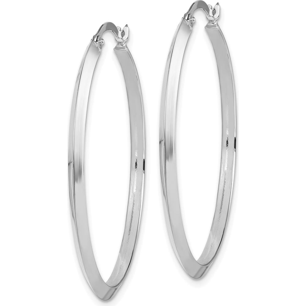 14K White Gold 39mm Polished Large Hoop Earrings with Rhodium Finish by 0