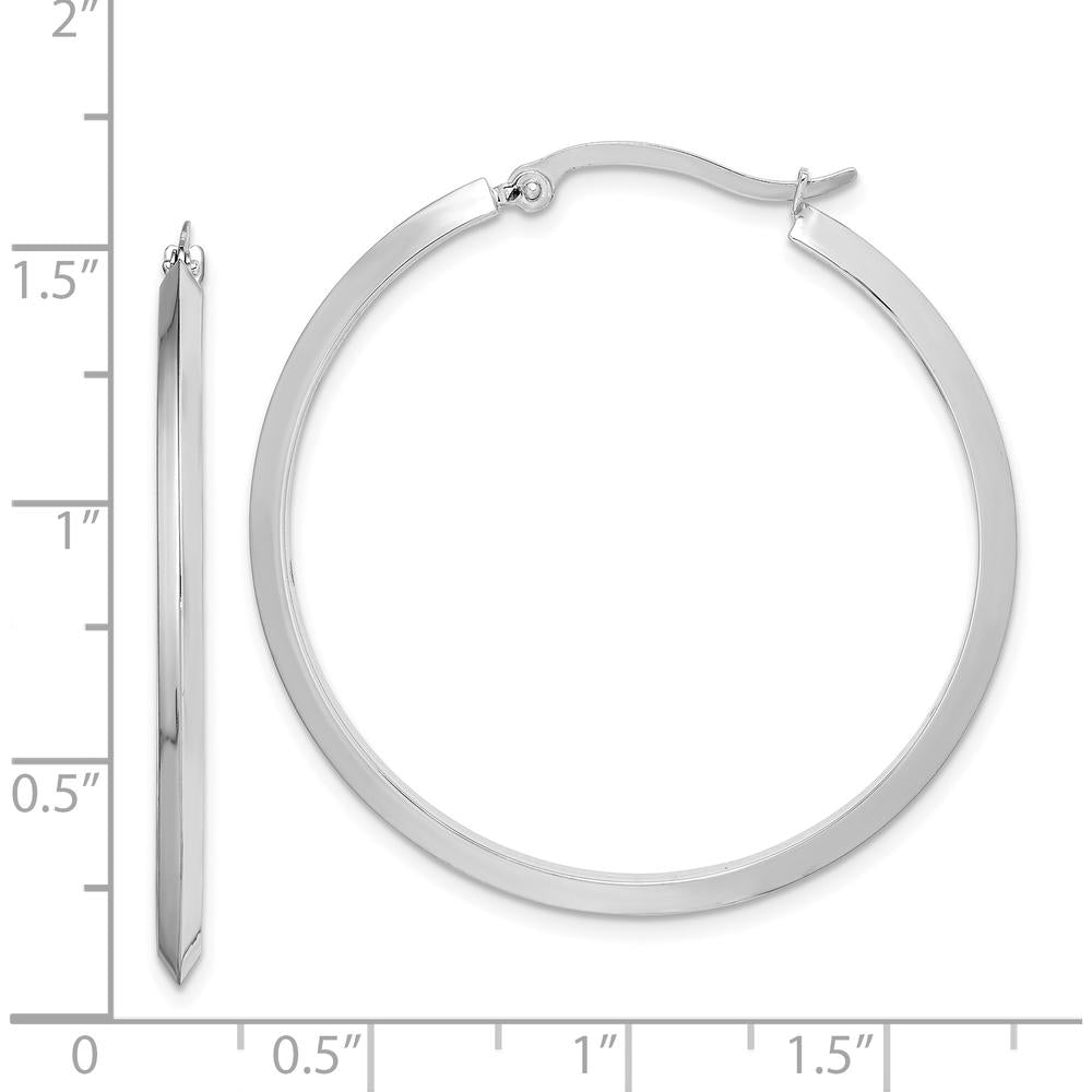 14K White Gold 39mm Polished Large Hoop Earrings with Rhodium Finish by 0