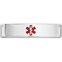 14K White Gold 39x10mm Centered Red Epoxy Enameled Medical ID Plate by Oro Pregiato