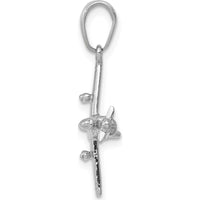 14K White Gold 3D Airplane Pendant with Polished Finish and Rhodium Plating by Oro Pregiato