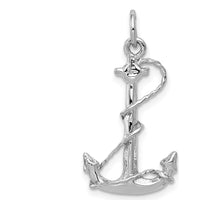 14K White Gold 3D Anchor with Rope Charm Pendant by Oro Pregiato
