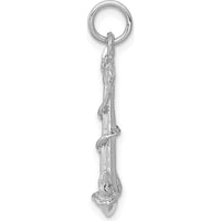14K White Gold 3D Anchor with Rope Charm Pendant by Oro Pregiato