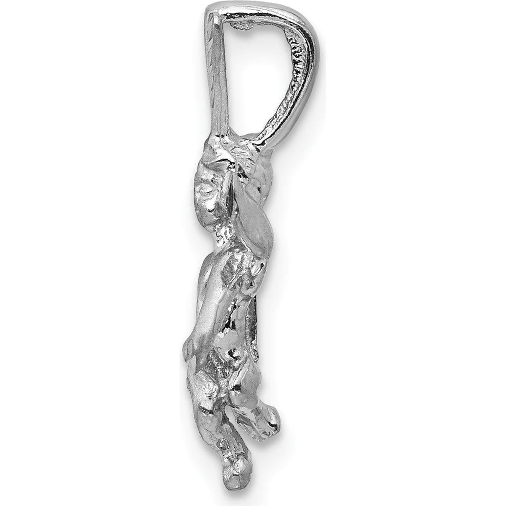 14K White Gold 3D Angel Pendant with Satin and Diamond-cut Detail by Oro Pregiato