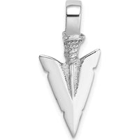 14K White Gold 3D Arrowhead Pendant - Polished Textured Finish by Oro Pregiato