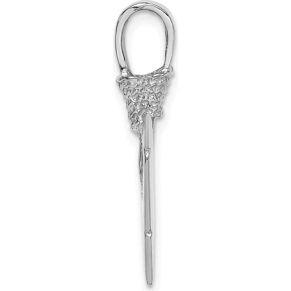 14K White Gold 3D Arrowhead Pendant - Polished Textured Finish by Oro Pregiato