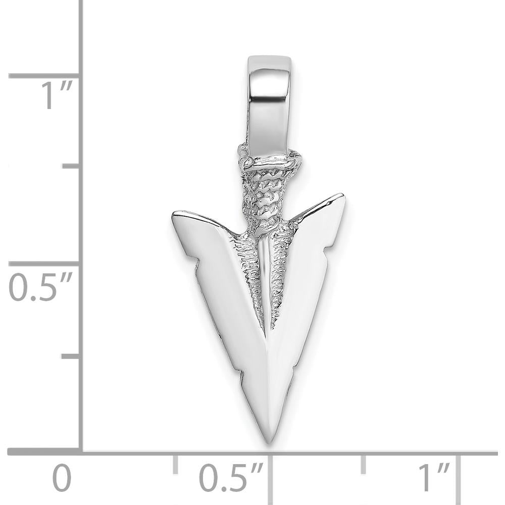 14K White Gold 3D Arrowhead Pendant - Polished Textured Finish by Oro Pregiato