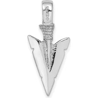 14K White Gold 3D Arrowhead Pendant - Polished Textured Finish by Oro Pregiato