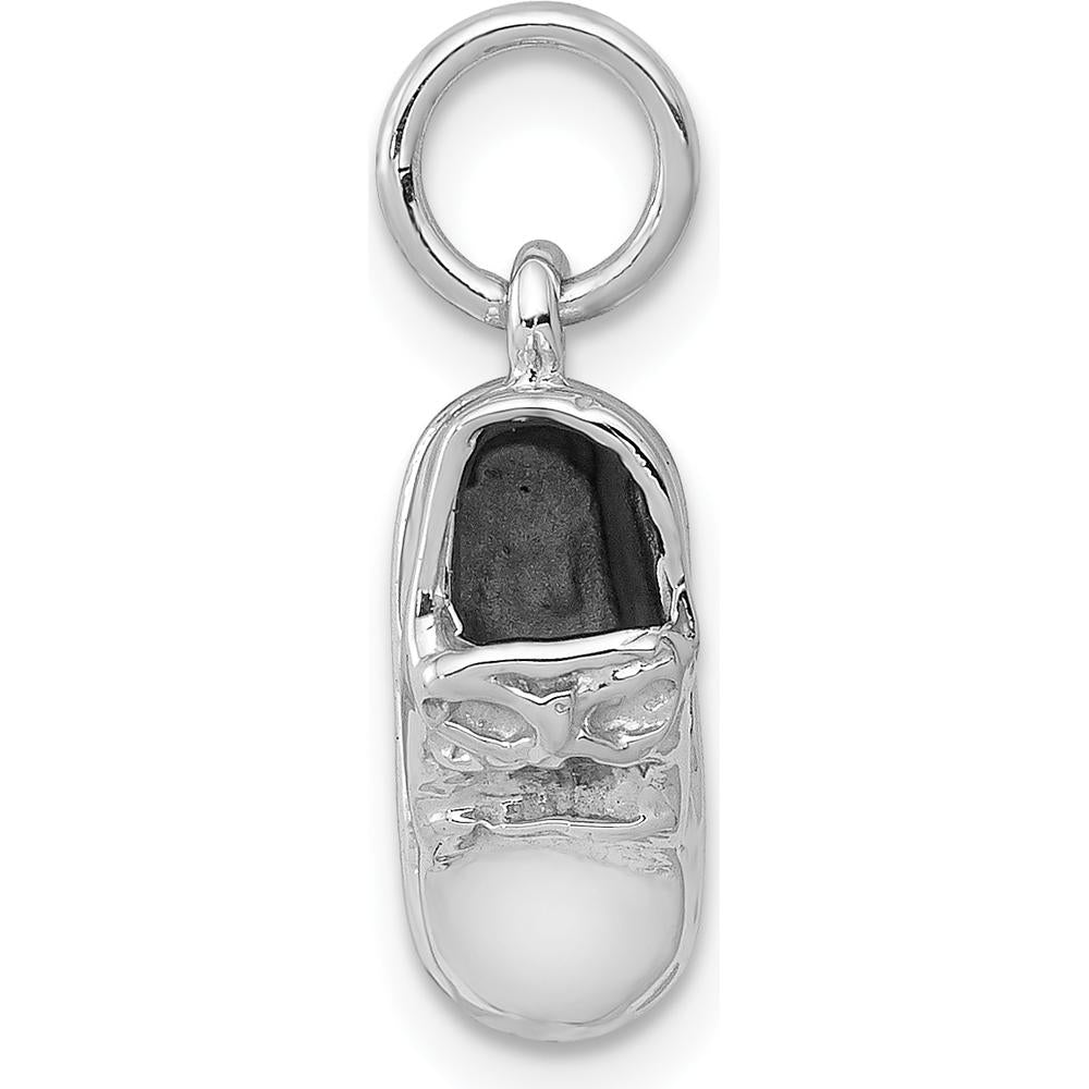 14K White Gold 3D Baby Shoe Charm Pendant by Oro Pregiato