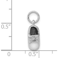 14K White Gold 3D Baby Shoe Charm Pendant by Oro Pregiato