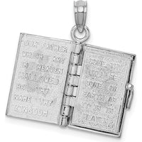 14K White Gold 3D Bible Pendant with Moveable Pages and Lord’s Prayer by Oro Pregiato