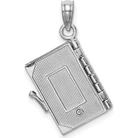 14K White Gold 3D Bible Pendant with Moveable Pages and Lord’s Prayer by Oro Pregiato