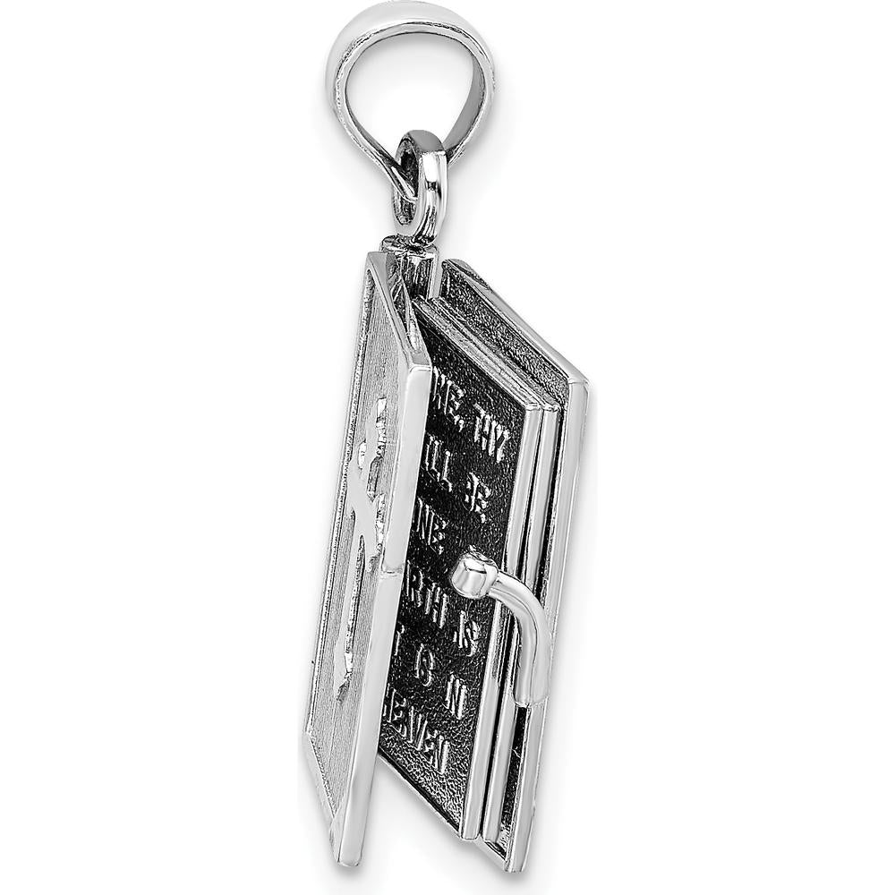 14K White Gold 3D Bible Pendant with Moveable Pages and Lord’s Prayer by Oro Pregiato