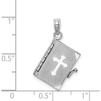 14K White Gold 3D Bible Pendant with Moveable Pages and Lord’s Prayer by Oro Pregiato