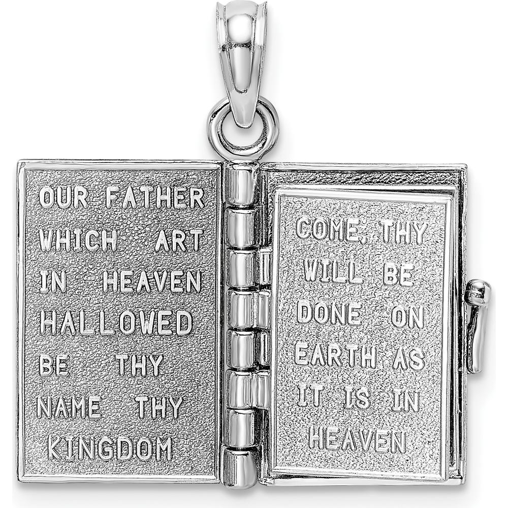 14K White Gold 3D Bible Pendant with Moveable Pages and Lord’s Prayer by Oro Pregiato