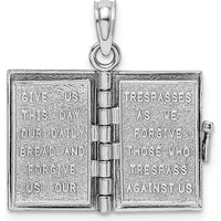 14K White Gold 3D Bible Pendant with Moveable Pages and Lord’s Prayer by Oro Pregiato